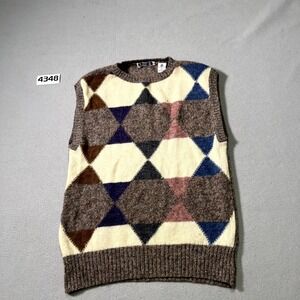 Vintage Foley's Sweater Vest Mens Small Multicolor Argyle Virgin Wool Retro